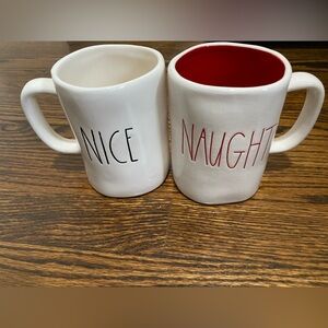 Rae‎ Dunn Magenta Artisan Collection NAUGHTY & NICE Coffee Mugs Holiday